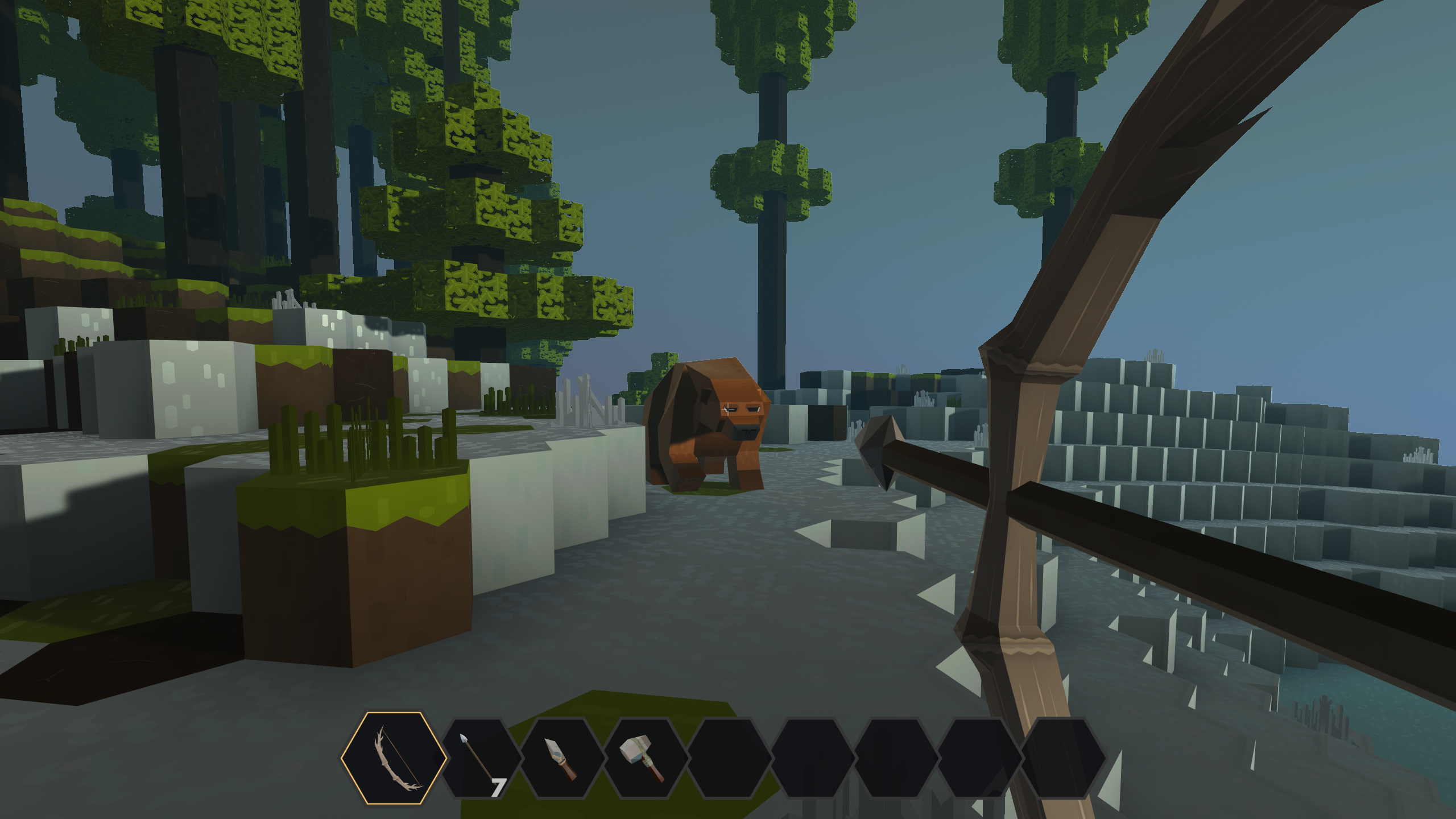 An image of PlanetSmith. title: Bear Hunting, description: PlanetSmith Survival huting with a bow for bears.